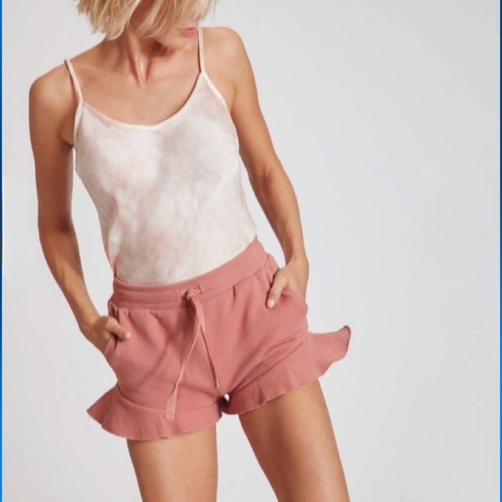 Nation LTD, Aviva Ruffle‎ Drawstring Gym Shorts, in Sedona,  Size Medium